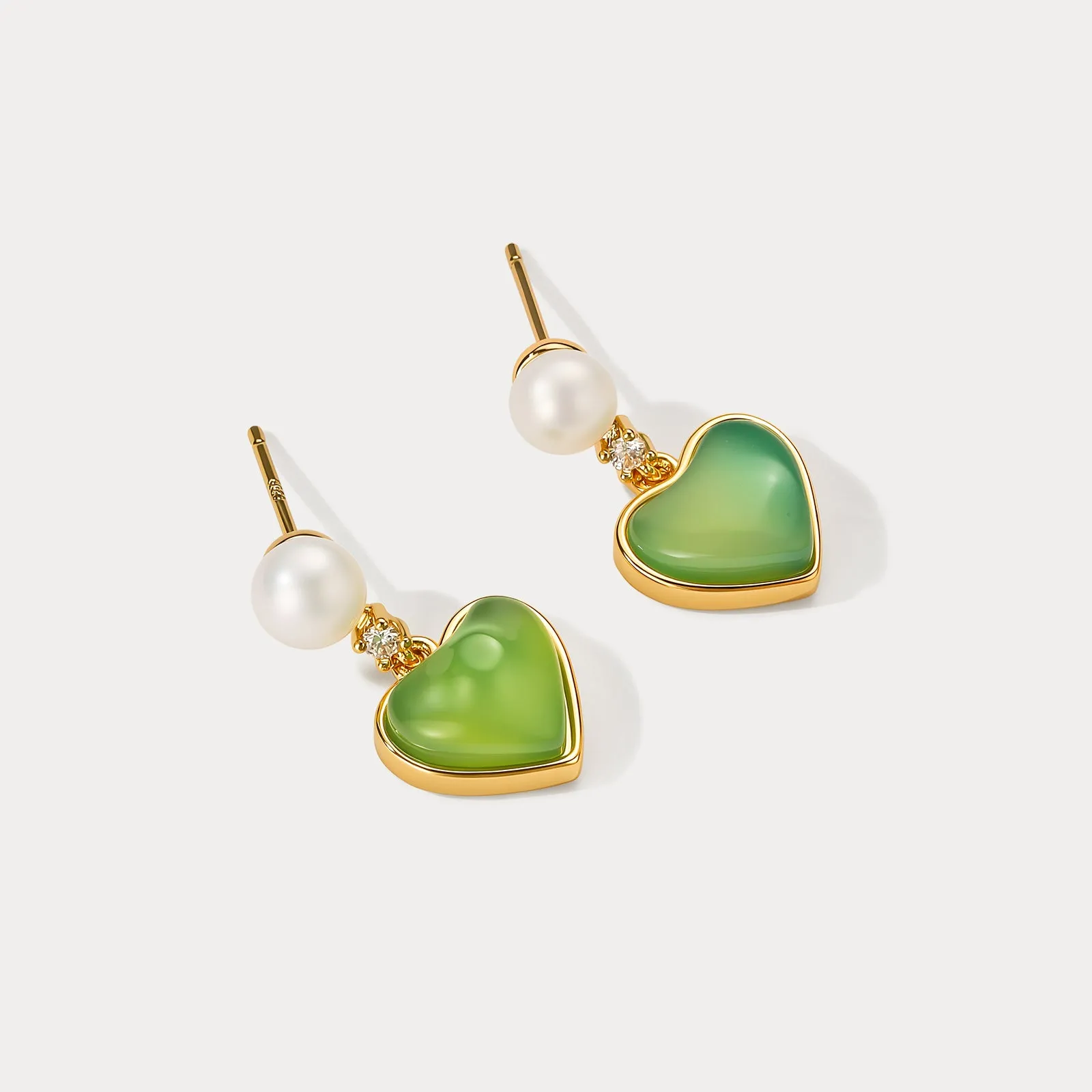 Green Agate Heart Earrings sold by Selenichast product image thumbnail 4