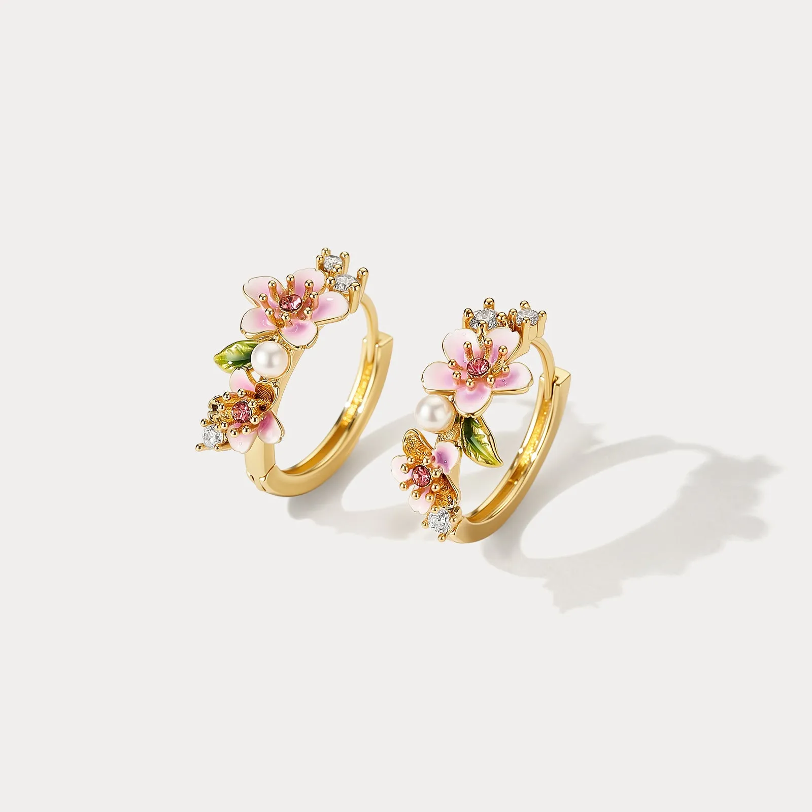 Sakura Enamel Hoop Earrings sold by Selenichast product image thumbnail 4