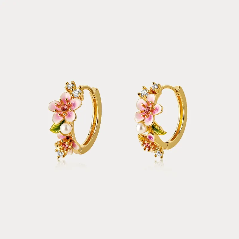 Sakura Enamel Hoop Earrings sold by Selenichast