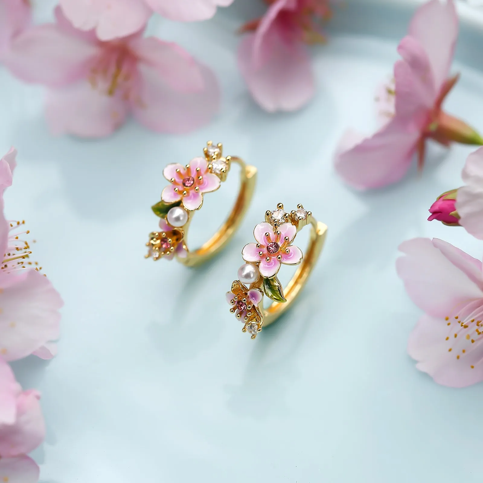 Sakura Enamel Hoop Earrings sold by Selenichast product image thumbnail 2