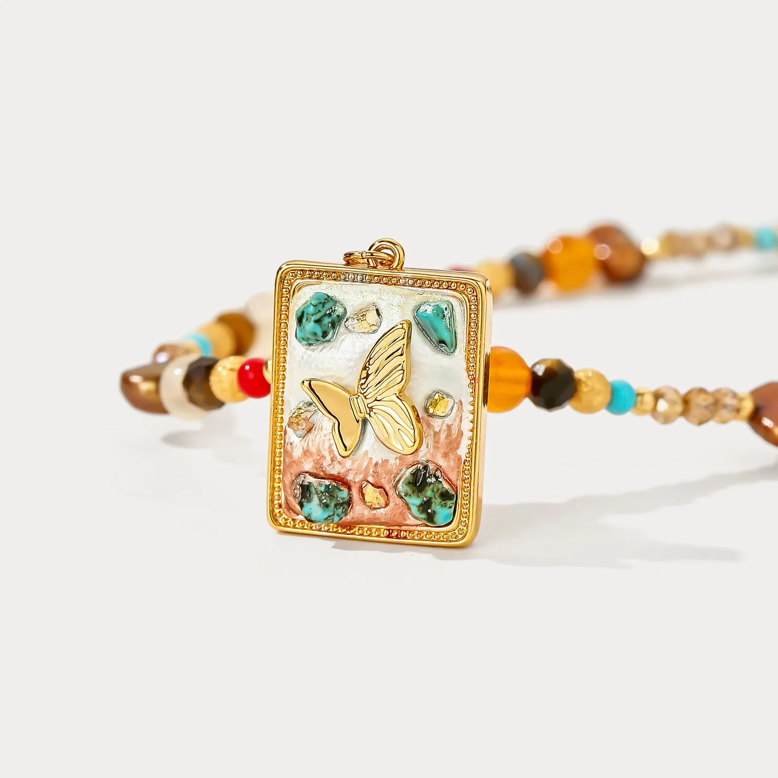 Agate Beaded Butterfly Necklace sold by Selenichast product image thumbnail 3