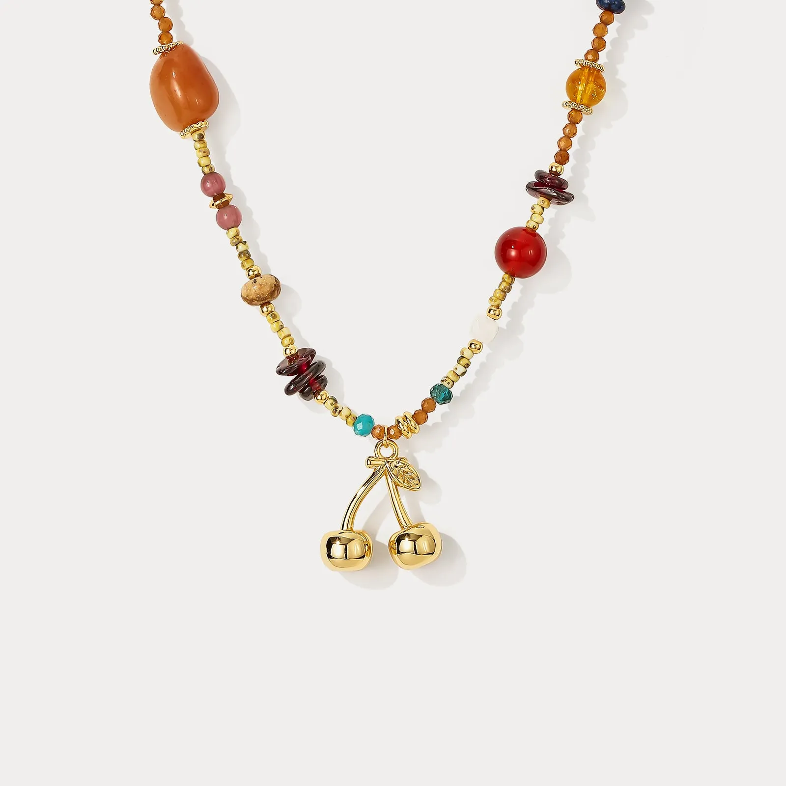Agate Beaded Cherry Necklace sold by Selenichast