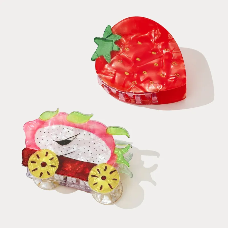 Strawberry & Dragon fruit Claw Clips made by Selenichast