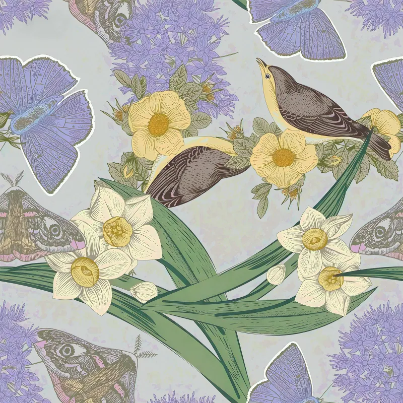 Daffodil and Sparrow Square Scarf made by Selenichast