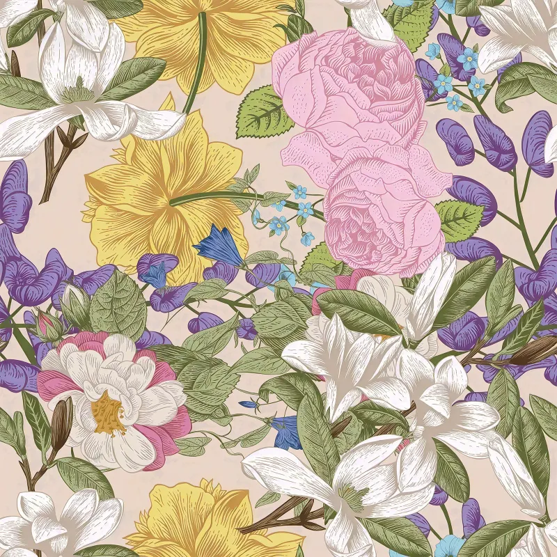 Pink Garden Silk Square Scarf made by Selenichast