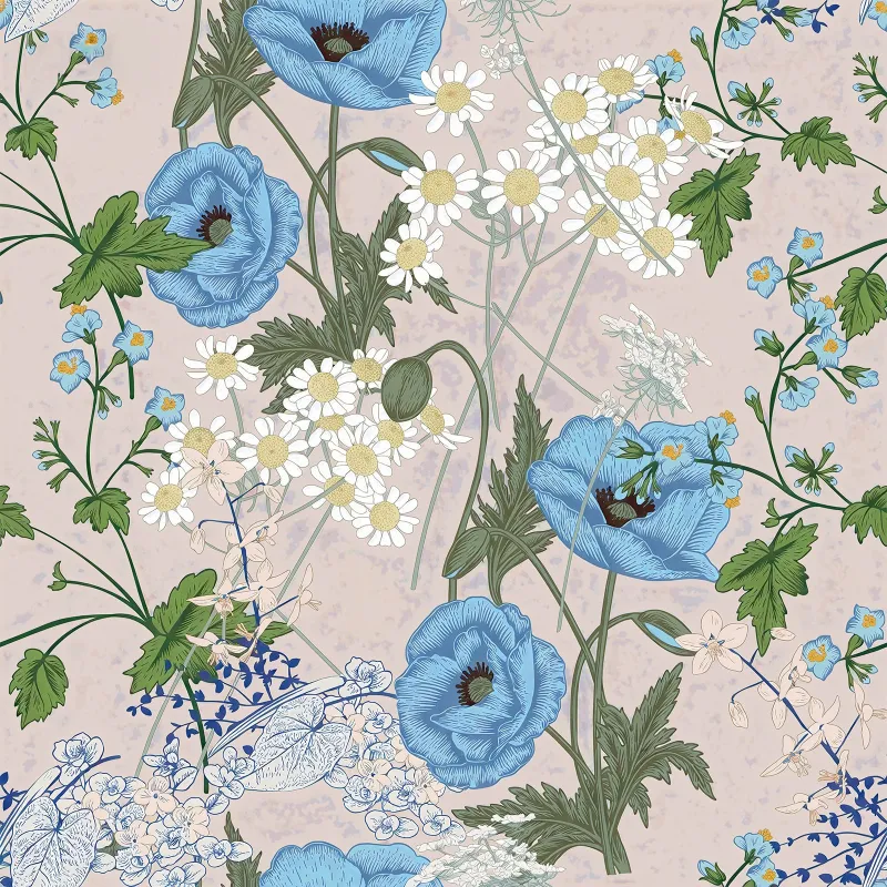 Blue Flower Square Scarf made by Selenichast