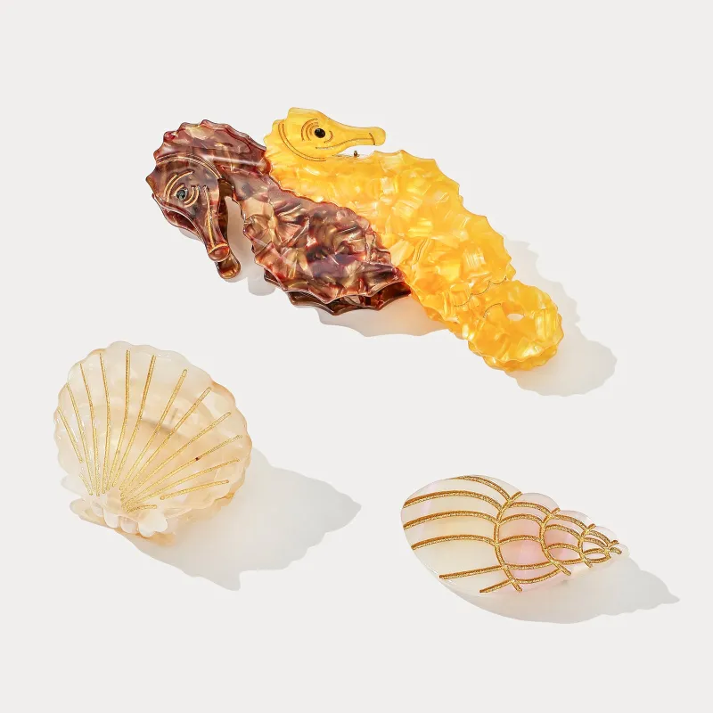 Seahorse & Shell Claw Clips made by Selenichast