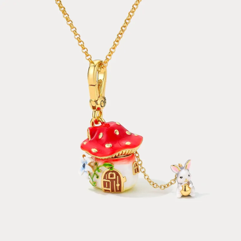 Rabbit Mushroom Locket Necklace made by Selenichast