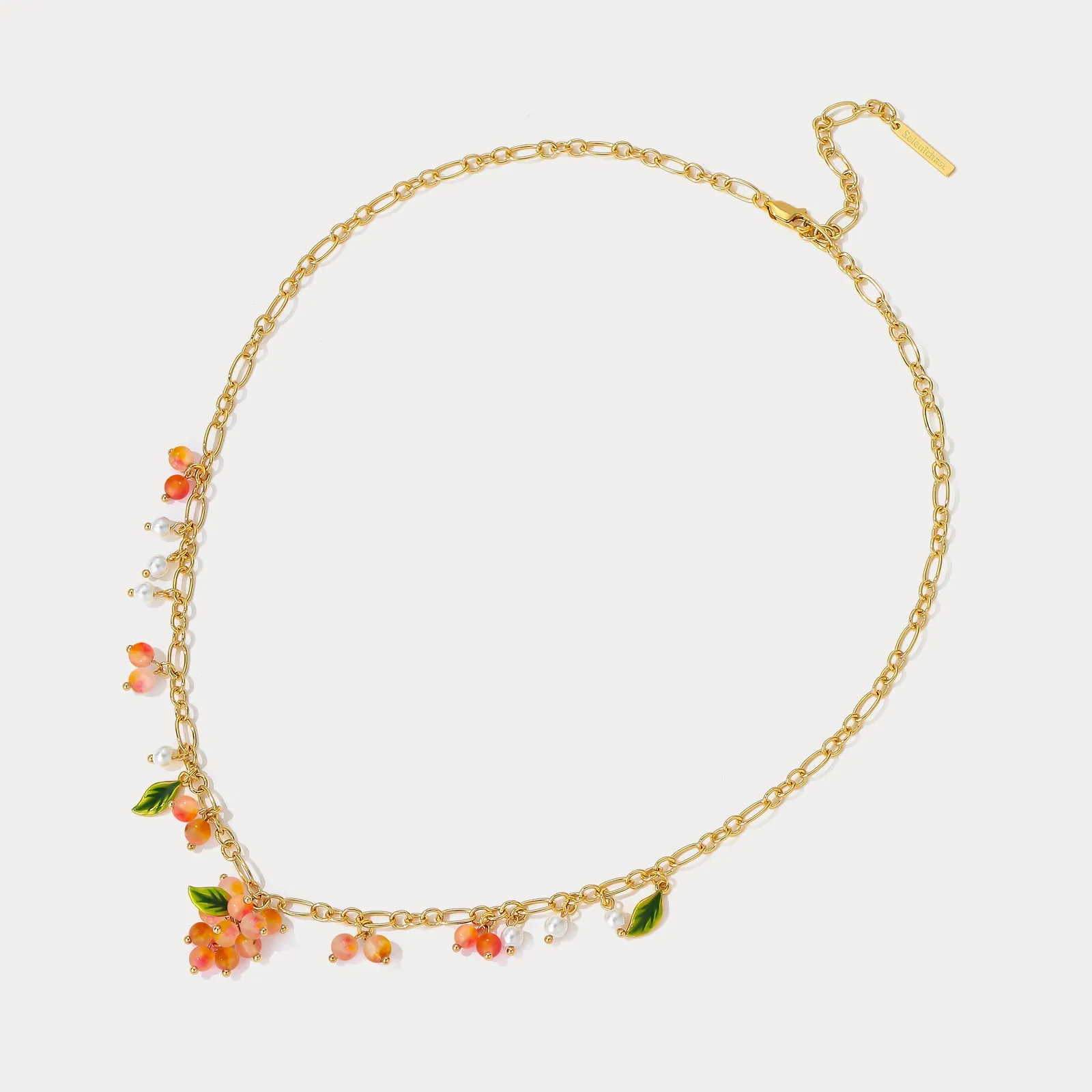 Orange Berry Gold Charm Necklace sold by Selenichast product image thumbnail 2