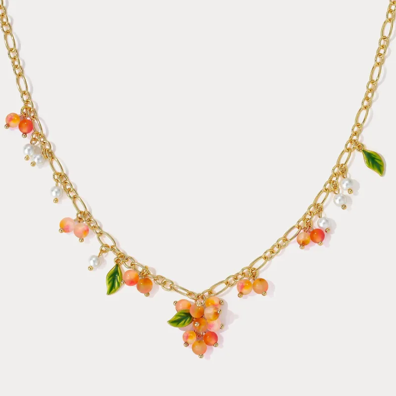 Orange Berry Gold Charm Necklace made by Selenichast