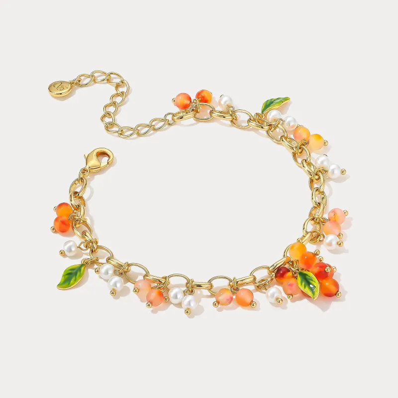 Orange Berry Gold Charm Bracelet made by Selenichast