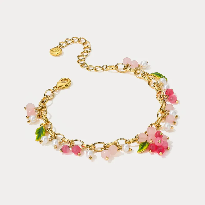 Pink Berry Gold Charm Bracelet made by Selenichast