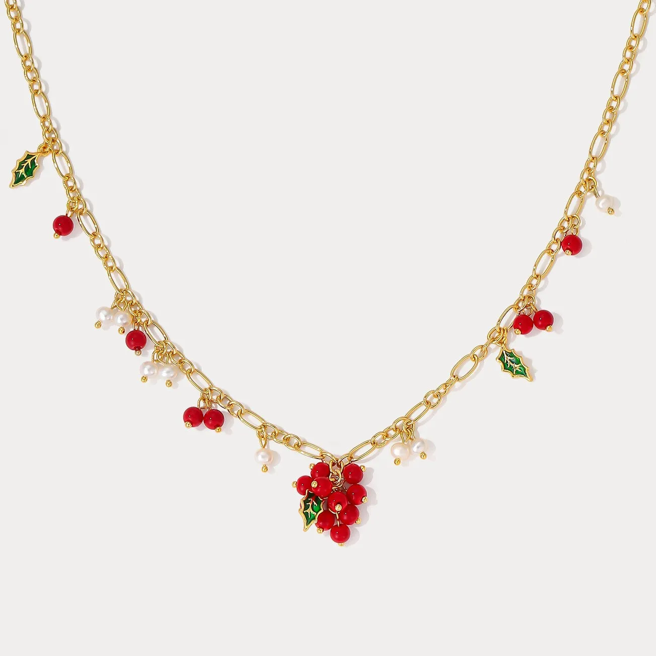 Cranberry Gold Charm Necklace sold by Selenichast product image thumbnail 2