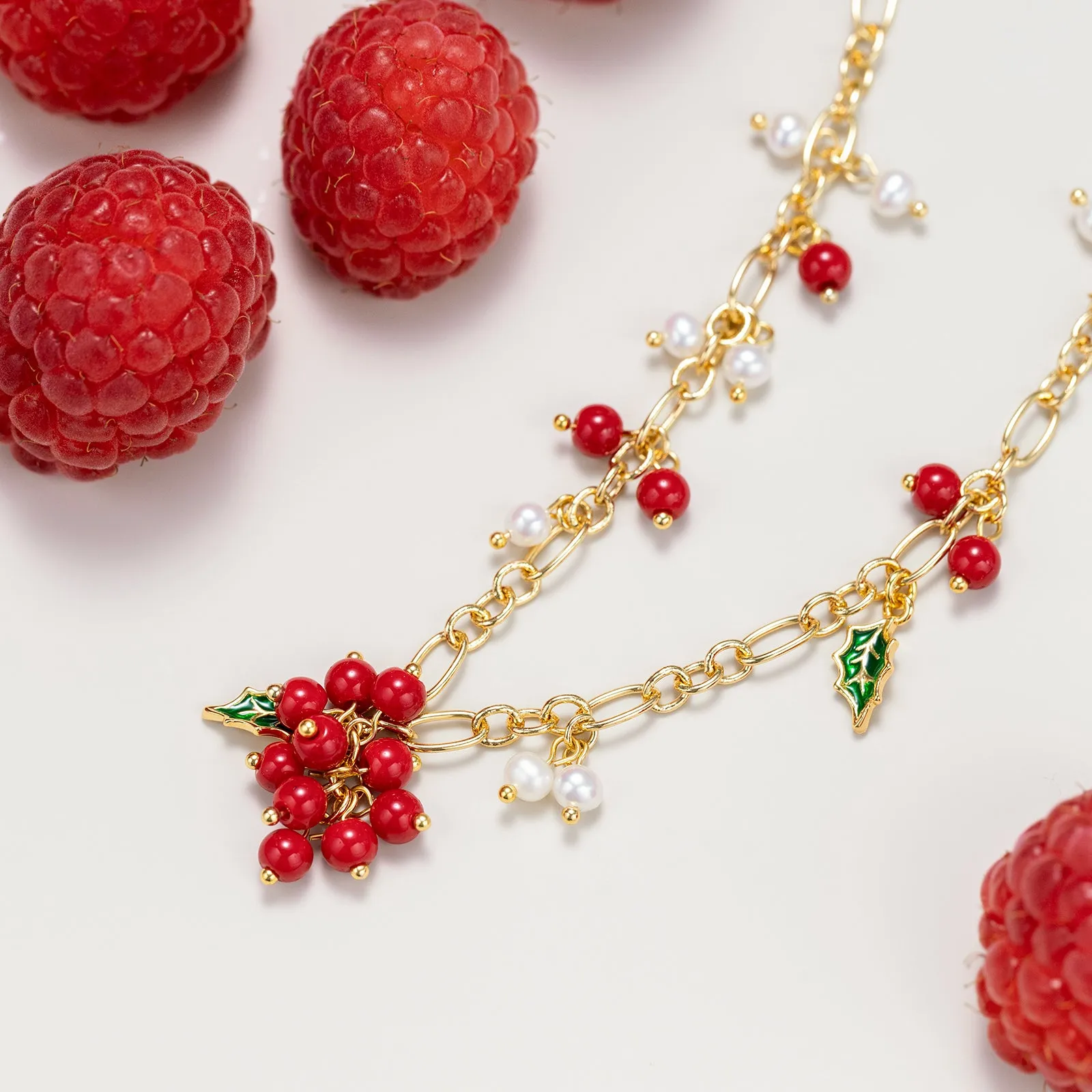 Cranberry Gold Charm Necklace sold by Selenichast