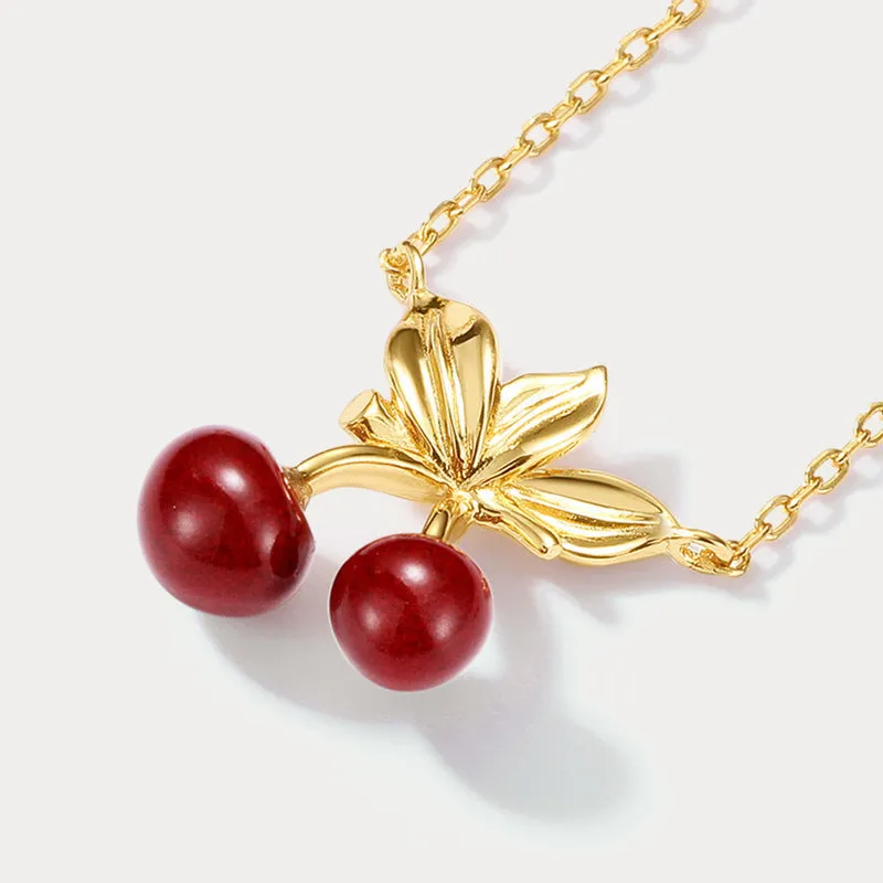 Gold Cherry Necklace sold by Selenichast product image thumbnail 3