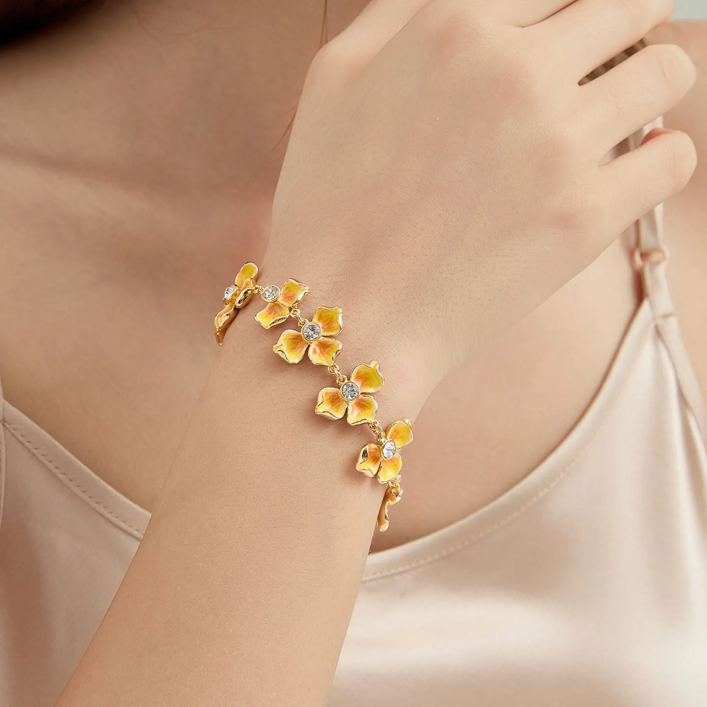 Gold Flower Bracelet sold by Selenichast product image thumbnail 2