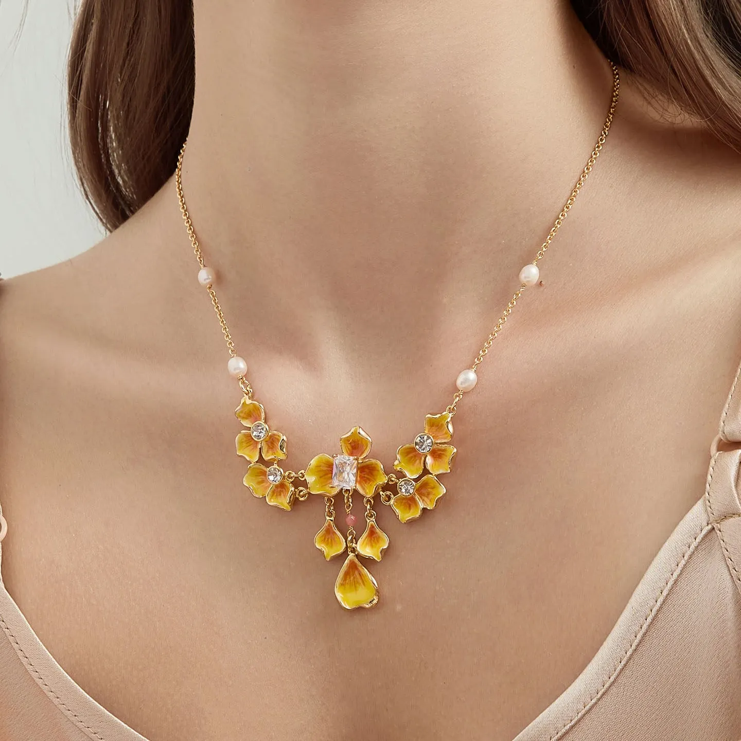 Gold Flower Necklace sold by Selenichast product image thumbnail 4