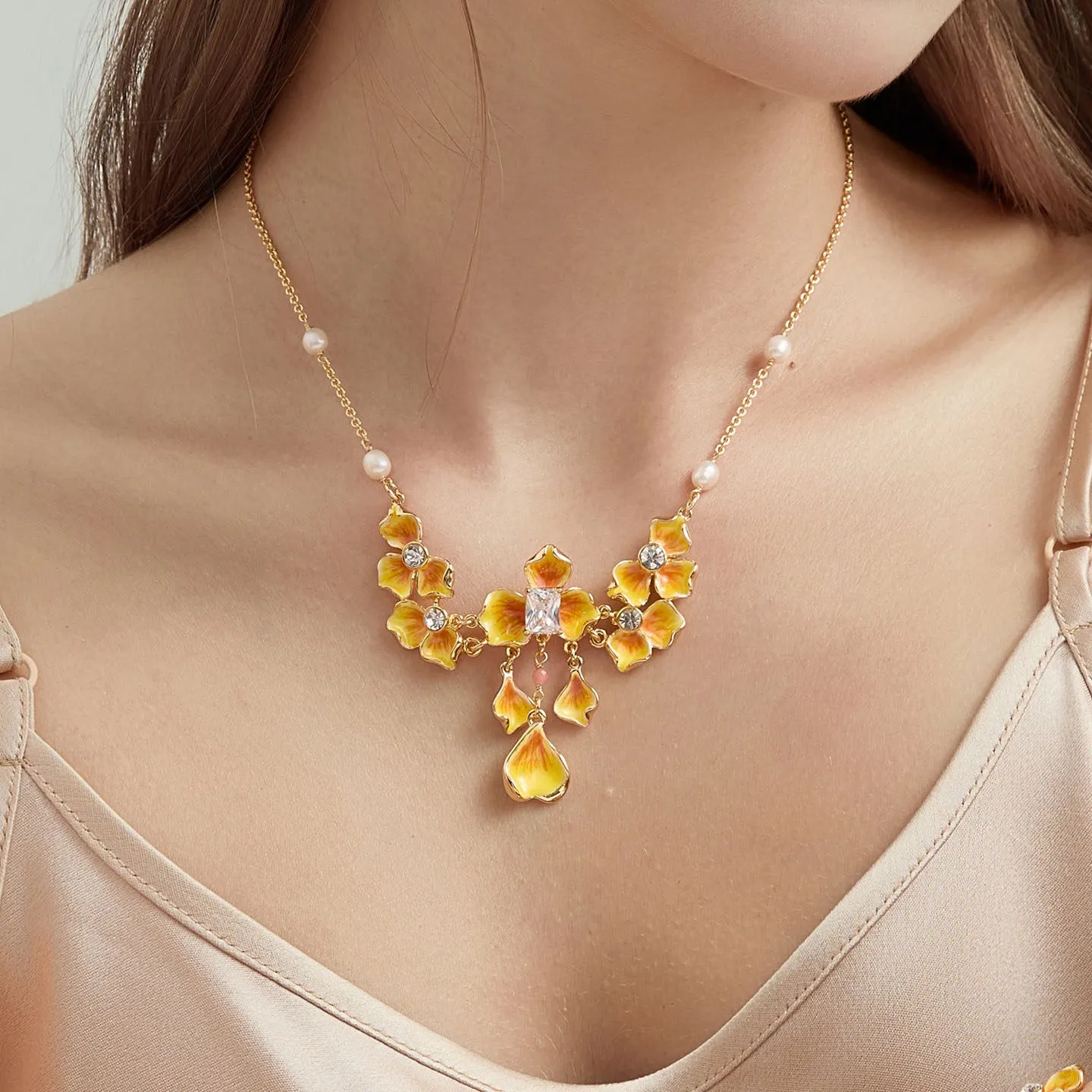 Gold Flower Necklace sold by Selenichast product image thumbnail 5