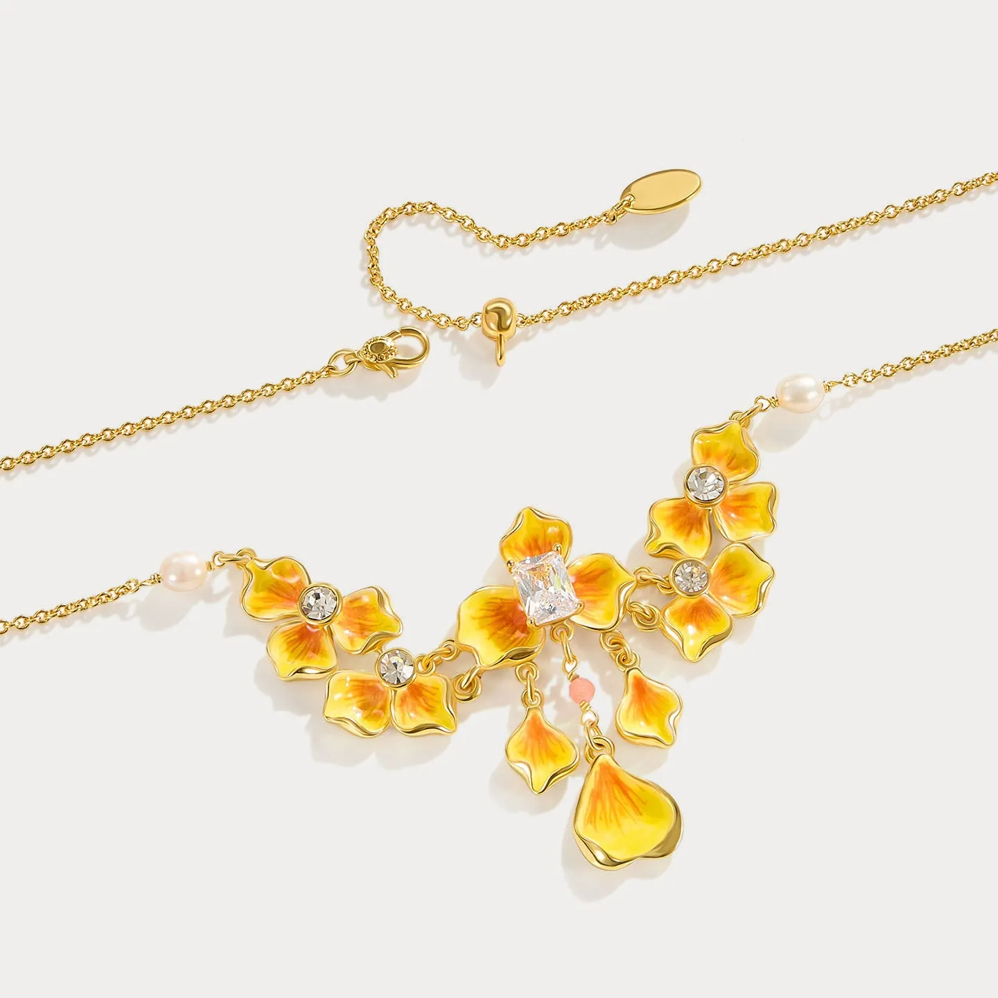 Gold Flower Necklace sold by Selenichast product image thumbnail 3