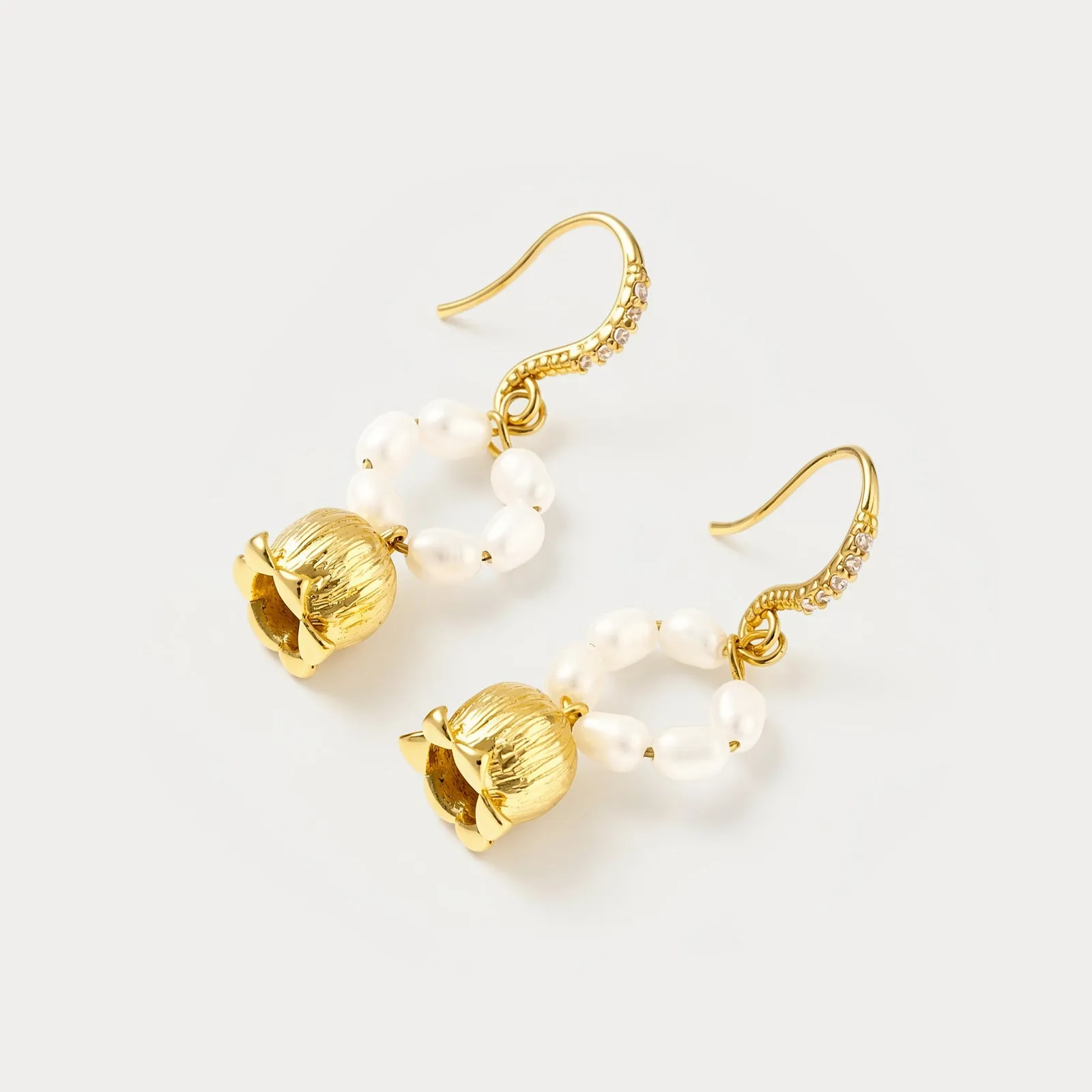 Lily of the Valley Pearl Hook Earrings sold by Selenichast