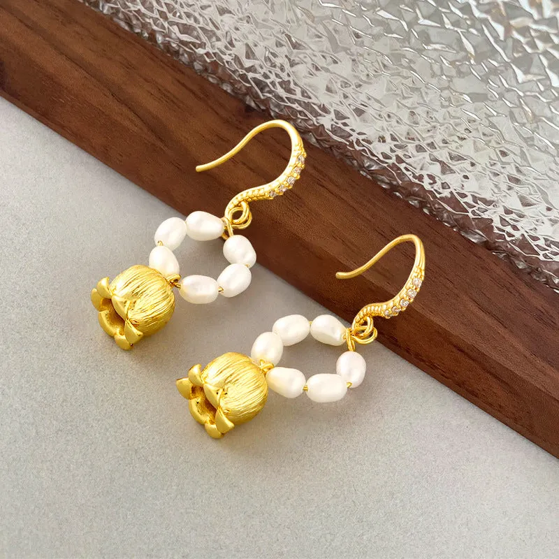 Lily of the Valley Pearl Hook Earrings sold by Selenichast product image thumbnail 2