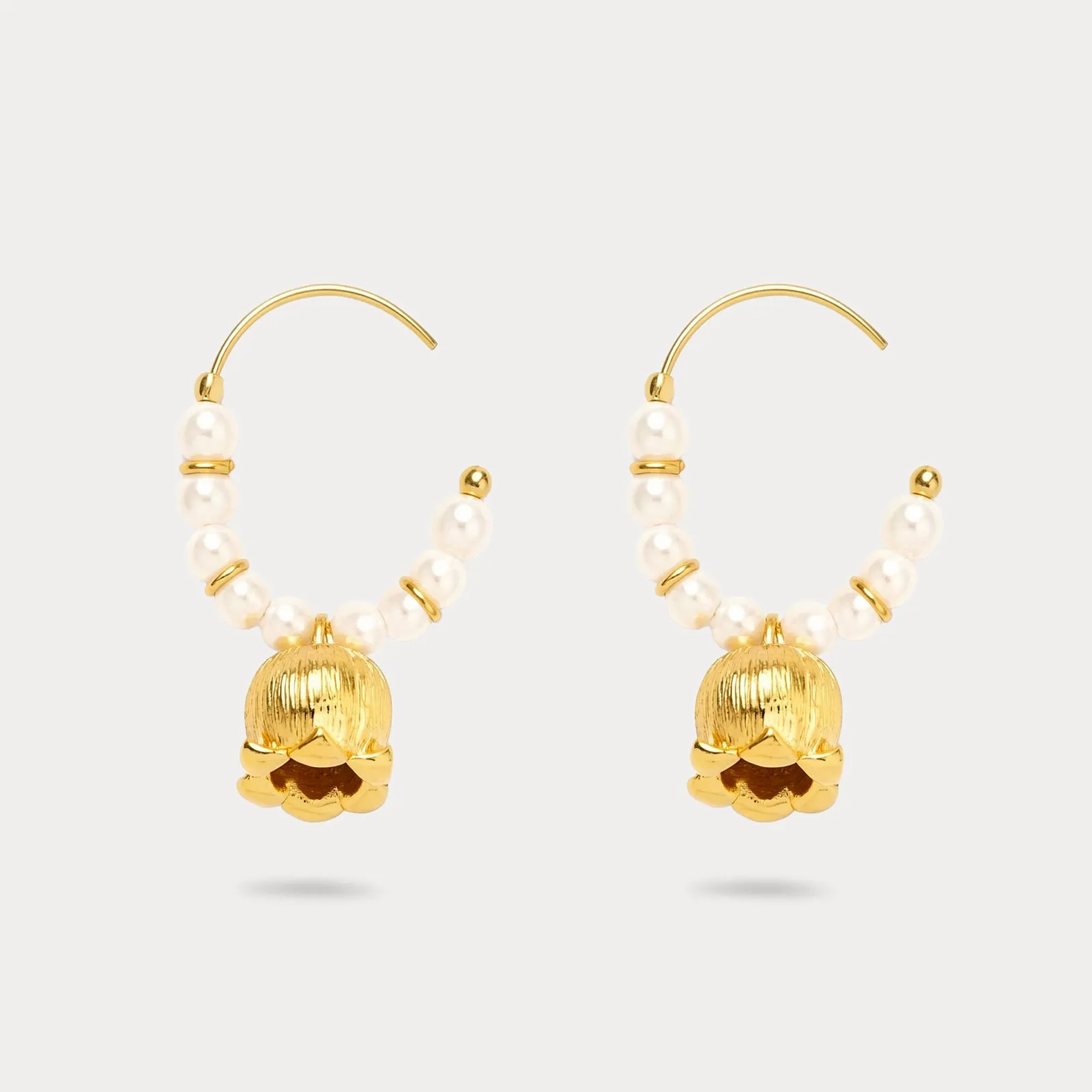 Lily of the Valley Pearl Hoop Earrings sold by Selenichast
