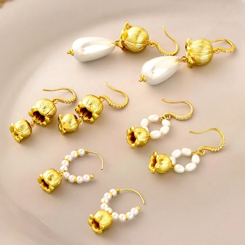 Lily of the Valley Pearl Drop Earrings sold by Selenichast product image thumbnail 3