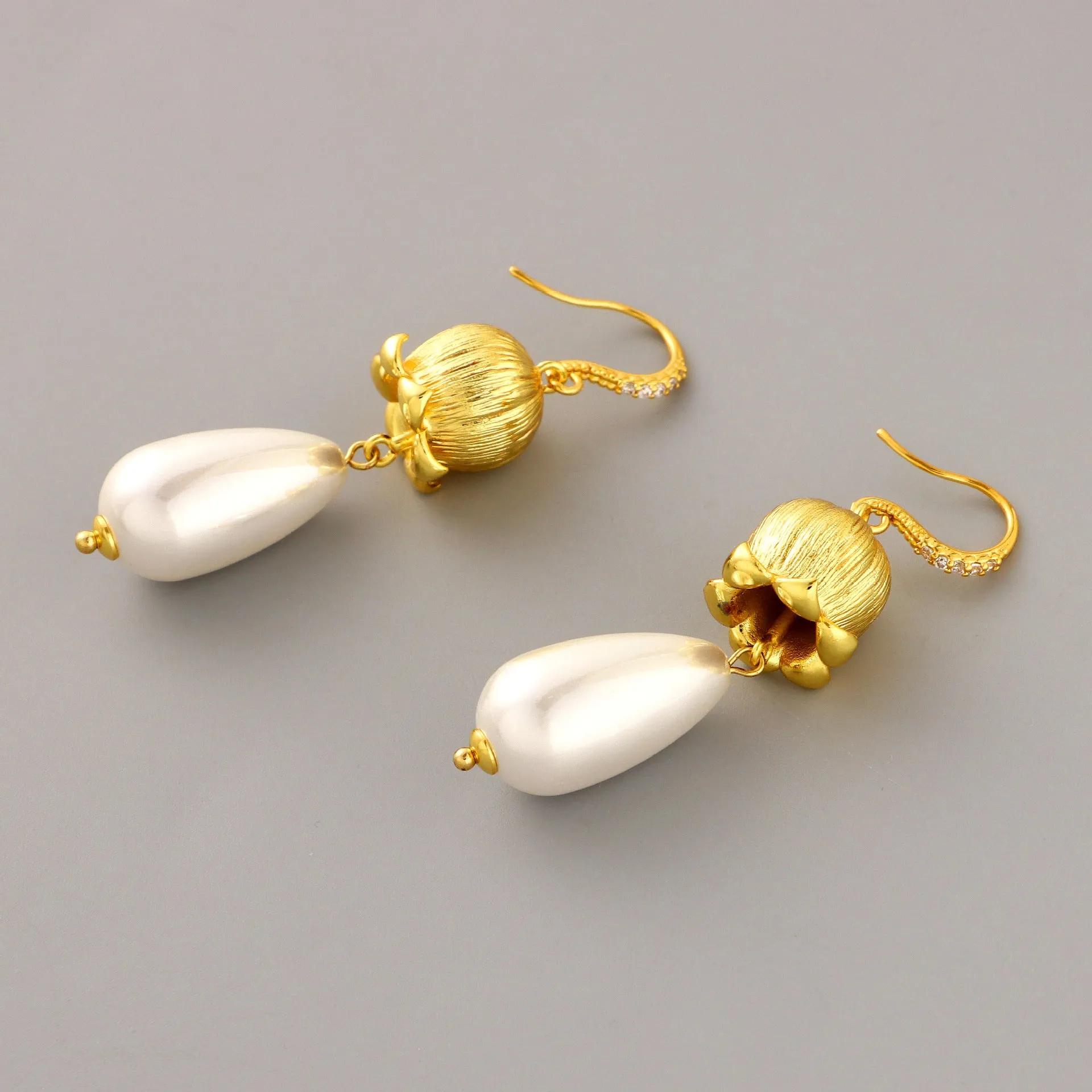 Lily of the Valley Pearl Drop Earrings sold by Selenichast product image thumbnail 2