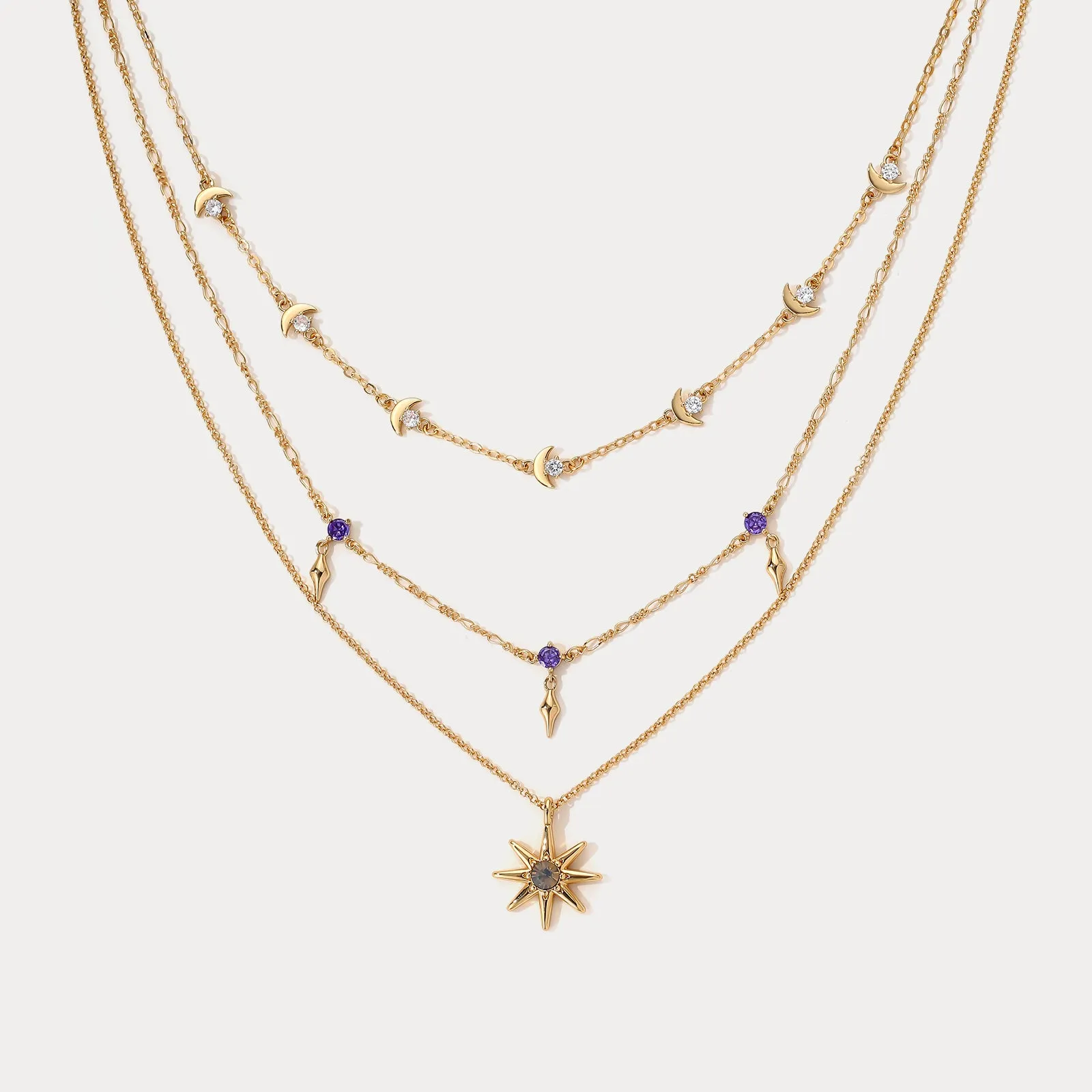 Sun Moon Layered Necklace sold by Selenichast product image thumbnail 3