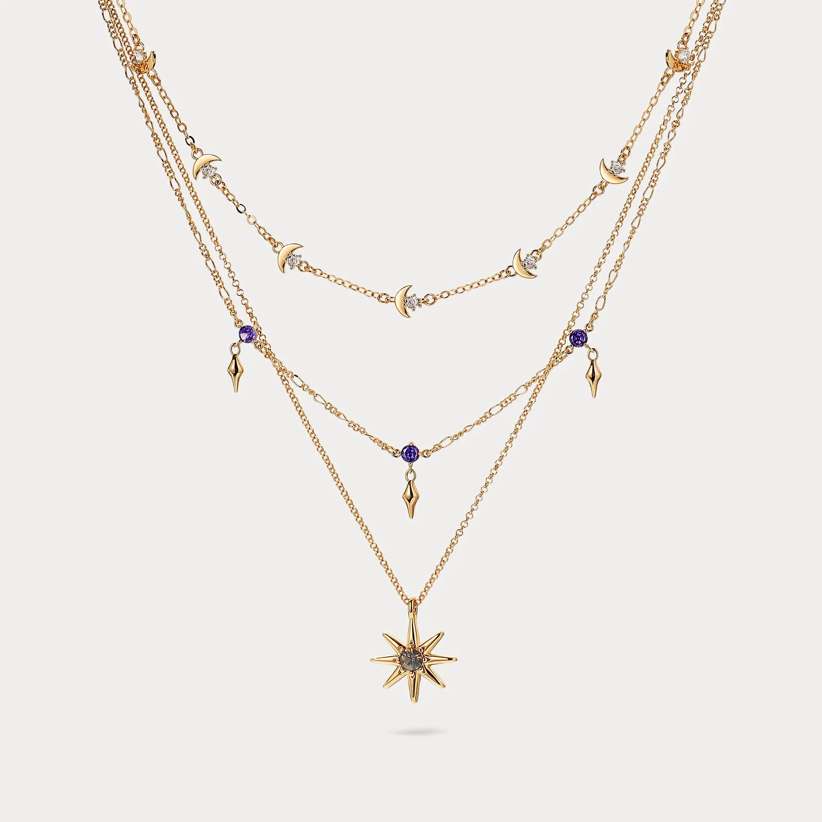 Sun Moon Layered Necklace sold by Selenichast