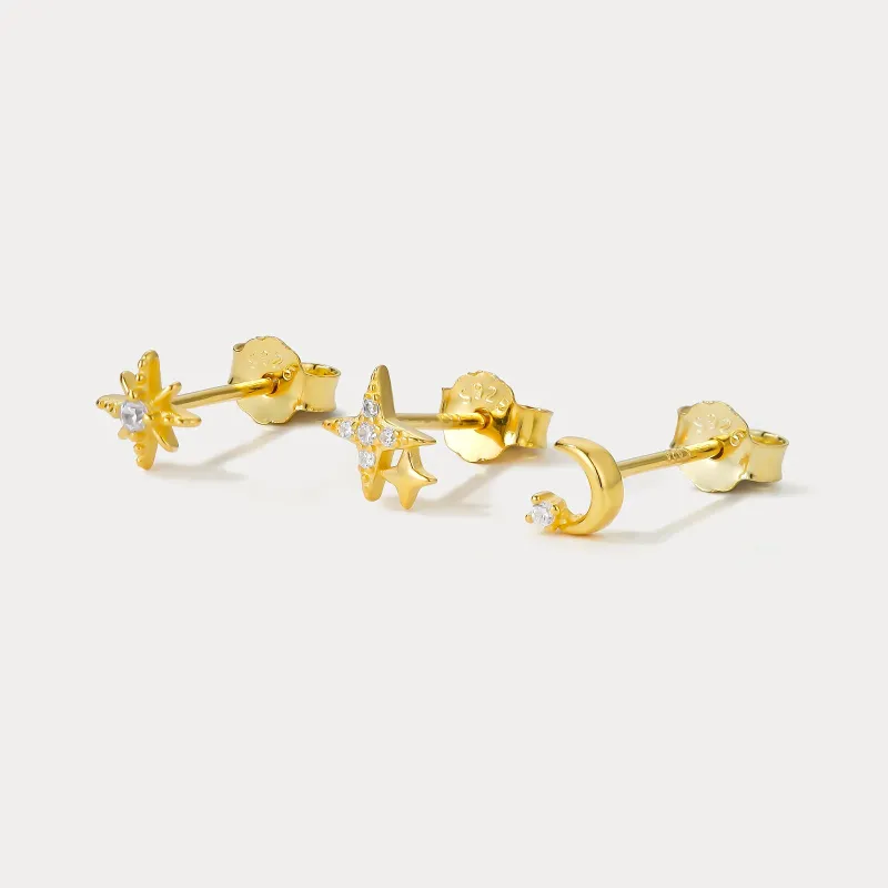 Moon Star Earrings Set made by Selenichast