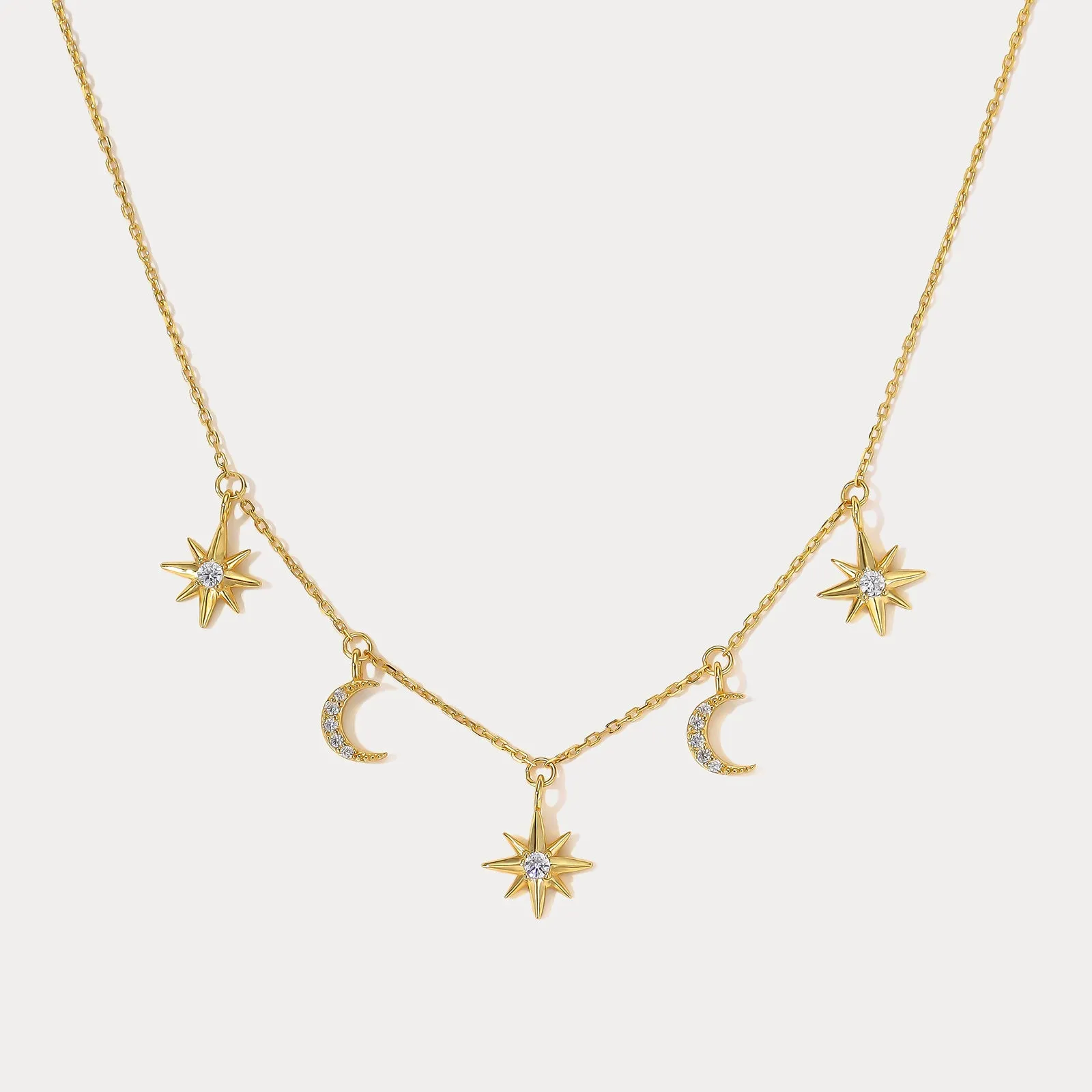 Moon Star Charm Necklace sold by Selenichast