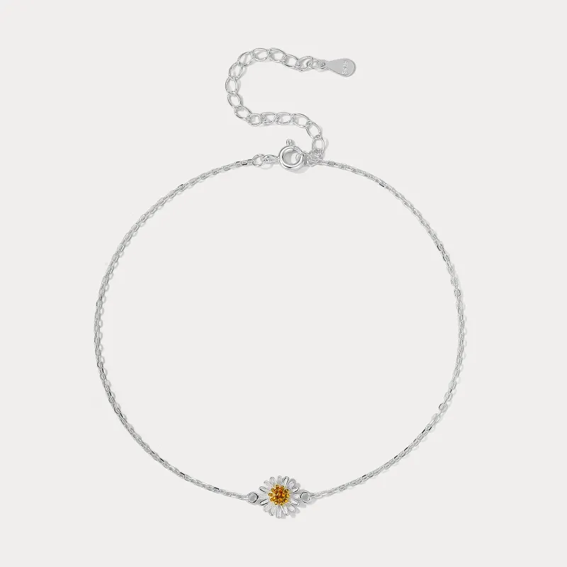Silver Daisy Anklet made by Selenichast