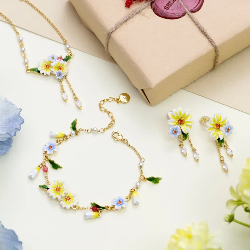 Daisy Jewelry Set with Gift Wrapping made by Selenichast