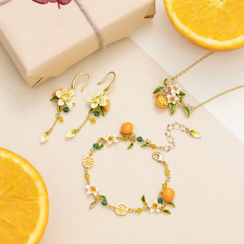 Orange Jewelry Set with Gift Wrapping made by Selenichast