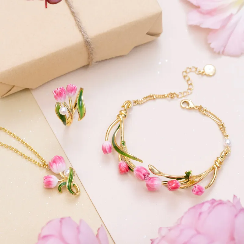 Tulip Jewelry Set with Gift Wrapping made by Selenichast