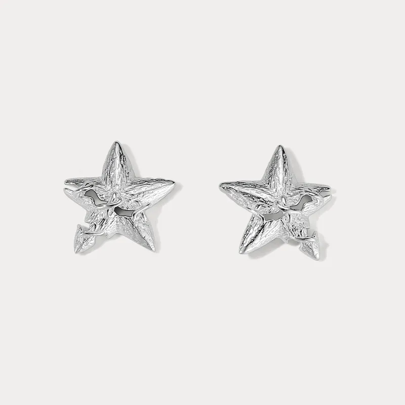 Silver Star Stud Earrings made by Selenichast