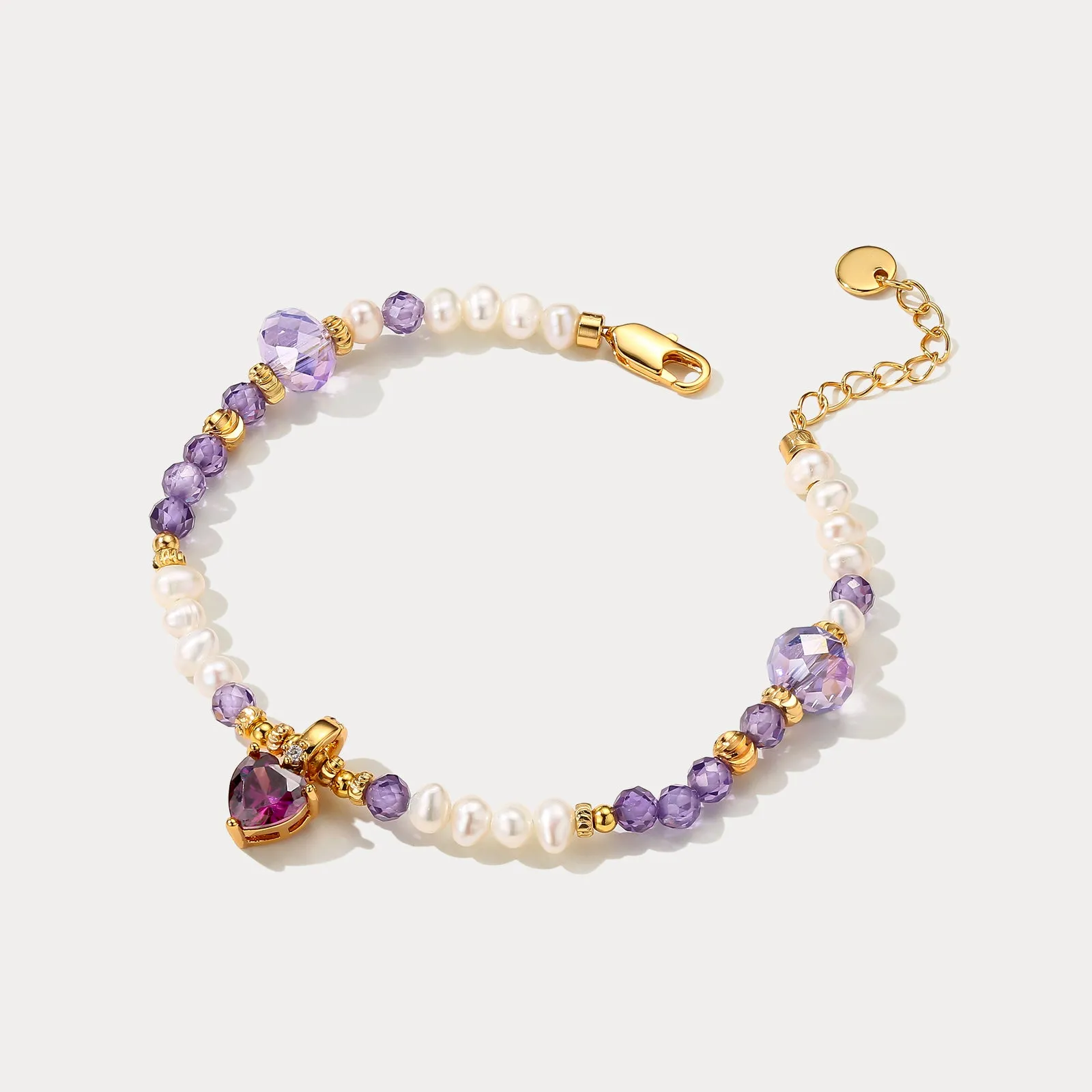 Amethyst Heart Pearl Bracelet sold by Selenichast product image thumbnail 3
