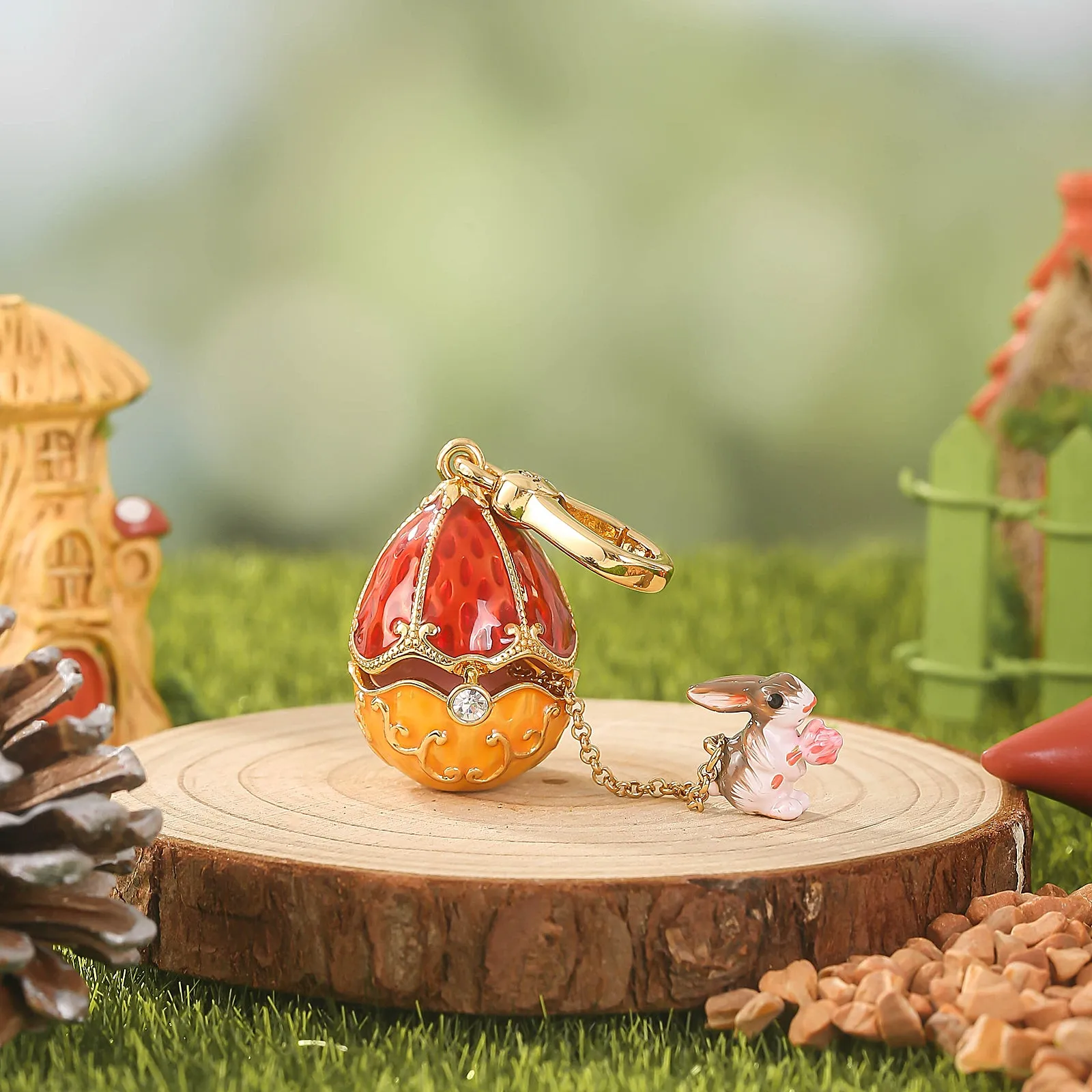 Rabbit & Rose Egg Locket Charm sold by Selenichast product image thumbnail 2