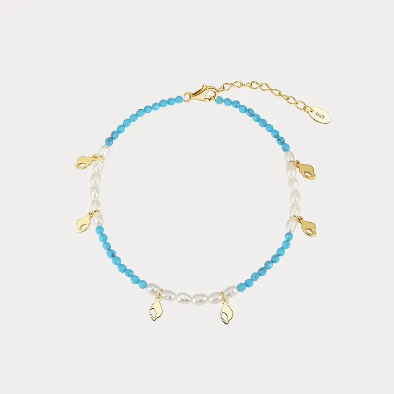 Turquoise and Pearl Anklet made by Selenichast