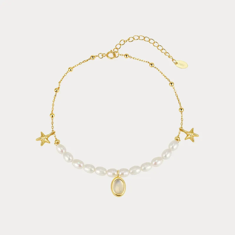 Starfish and Pearl Anklet made by Selenichast