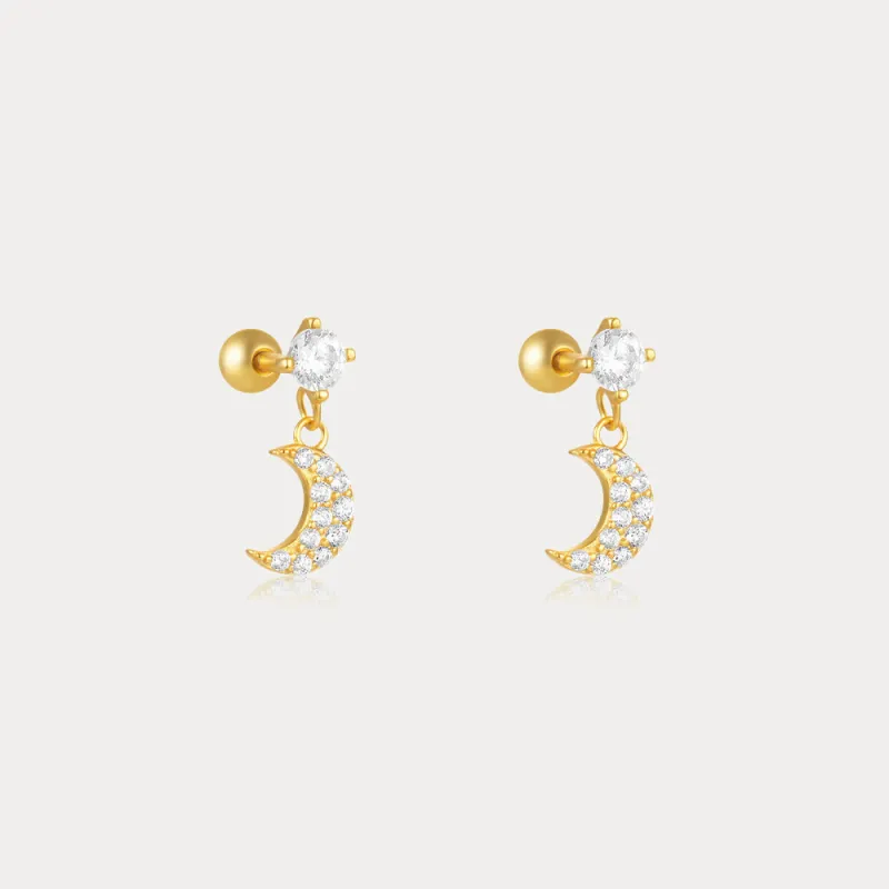 Moon Flat Back Earrings made by Selenichast