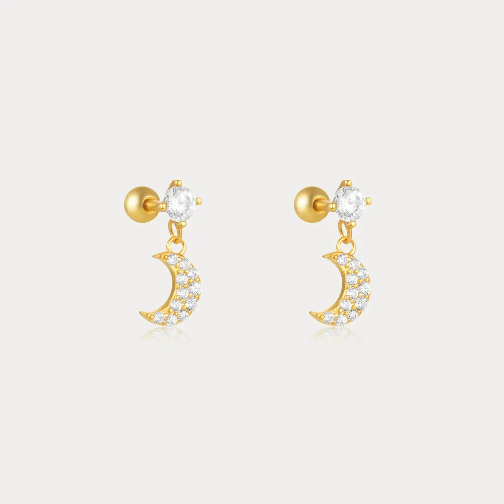 Moon Flat Back Earrings sold by Selenichast