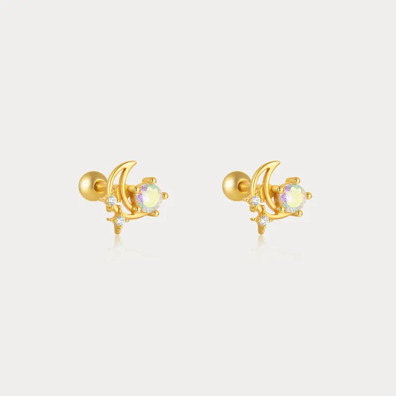 Moon Flat Back Earrings made by Selenichast