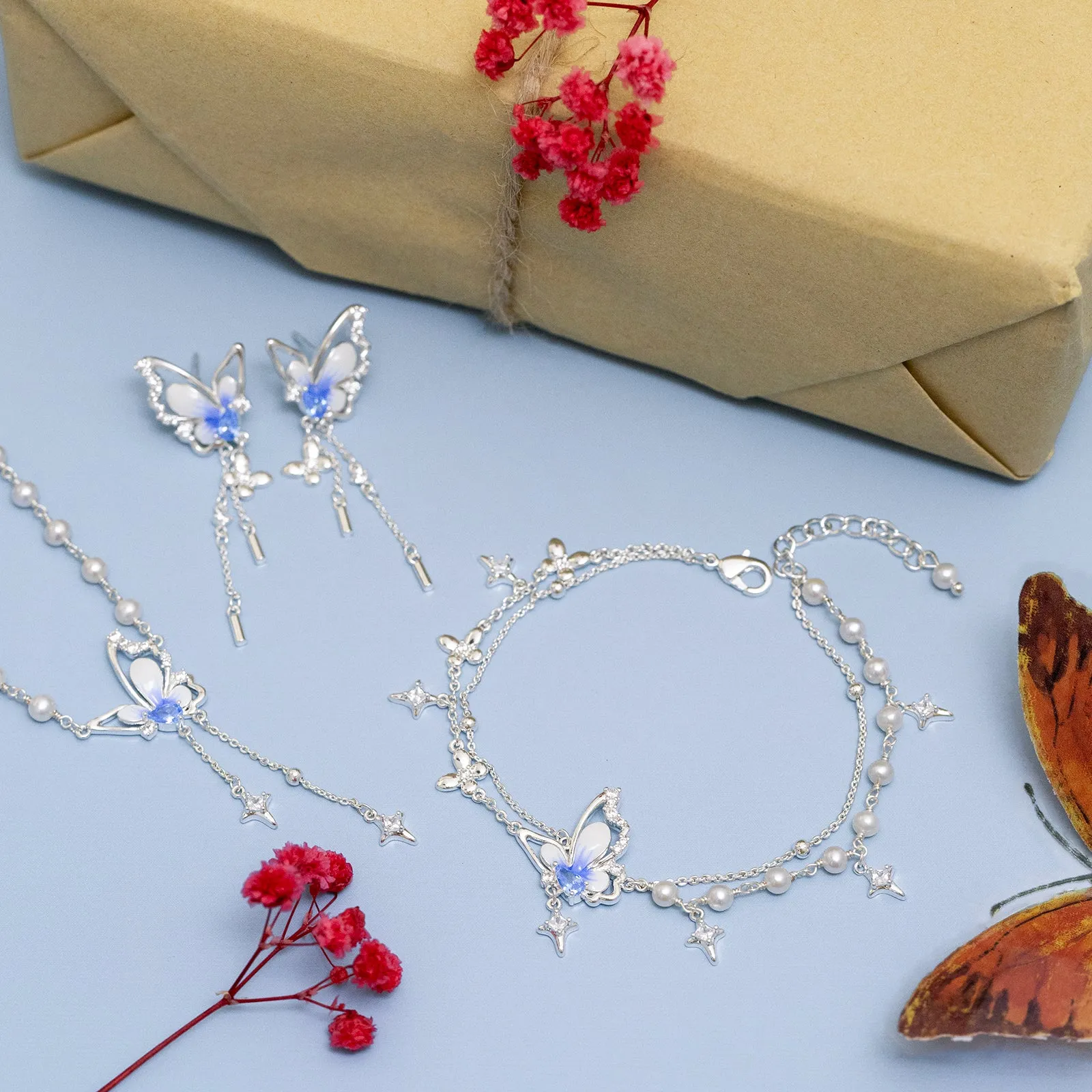 Butterfly Jewelry Set with Gift Wrapping sold by Selenichast