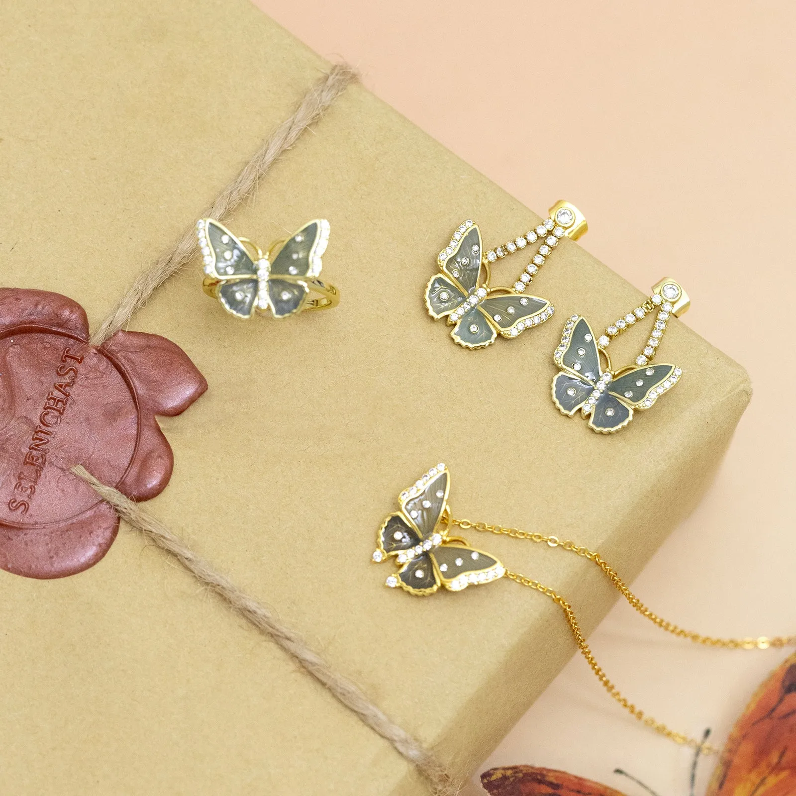 Butterfly Jewelry Set with Gift Wrapping sold by Selenichast