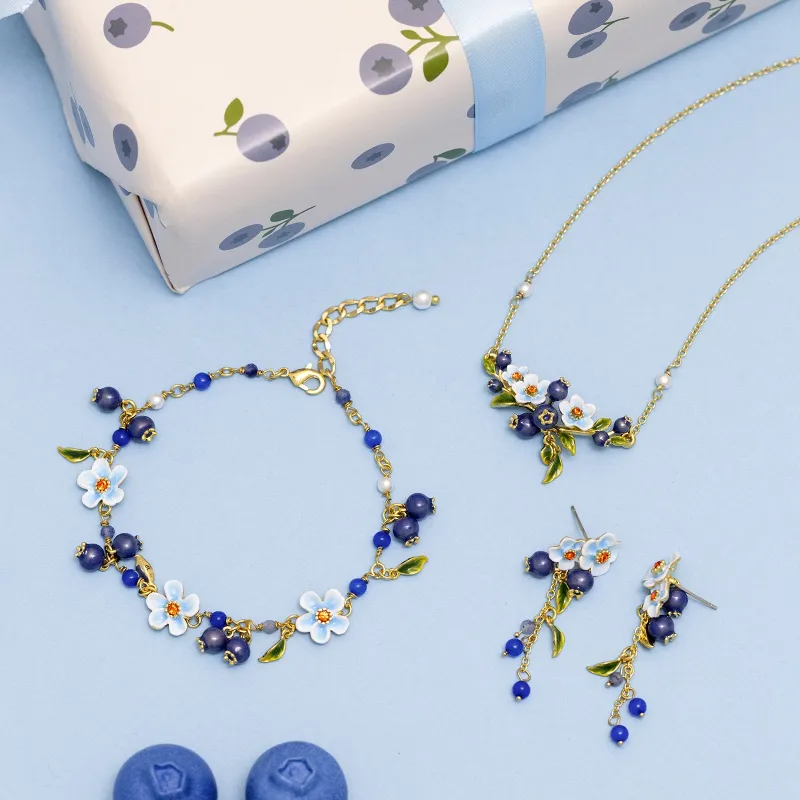 Blueberry Blossom Jewelry Set with Gift Wrapping made by Selenichast