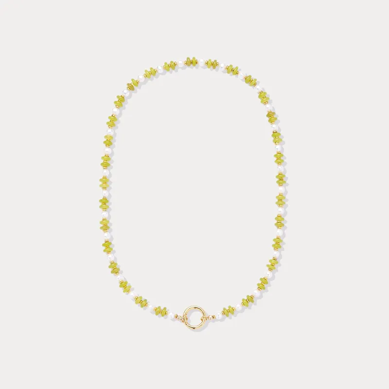 Green Beaded Necklace made by Selenichast