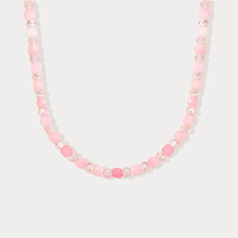 Pink Crystal Beaded Necklace made by Selenichast
