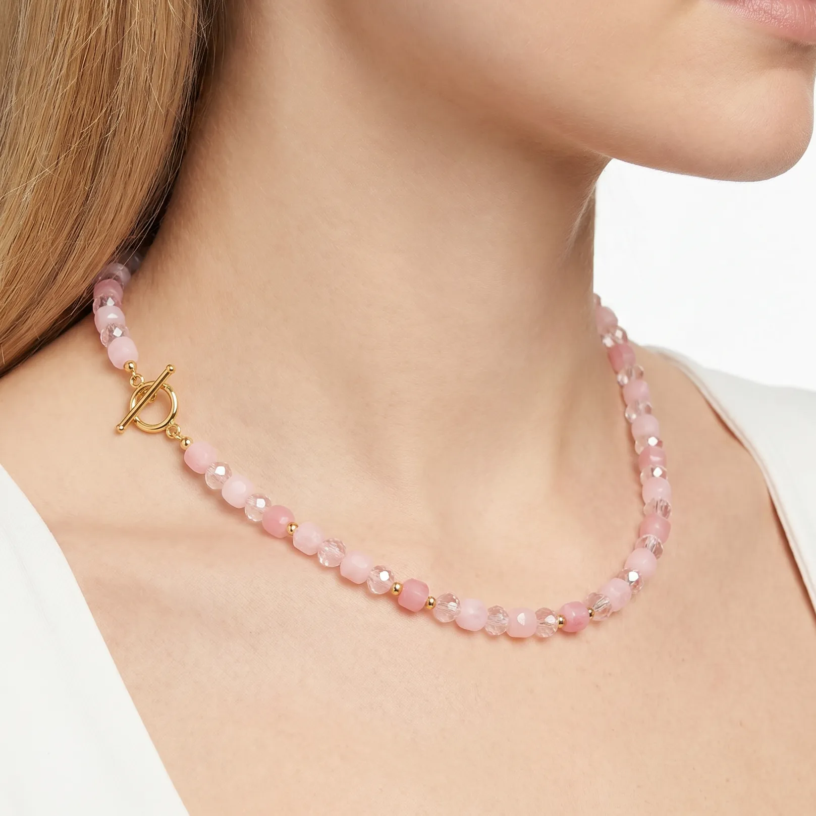 Pink Crystal Beaded Necklace sold by Selenichast product image thumbnail 3